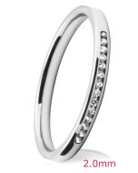 2.0mm Flat Court Wedding Ring - Brilliant Cut Diamonds Channel | 748B02 748B01 748B00