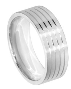 Wedding Ring Diamond CUT 18: 4 X SHALLOW CUT TRAMLINES MATT FINISH