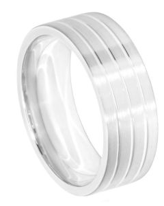 Wedding Ring Diamond CUT 22  3 X SHALLOW TRAM LINES MATT FINISH