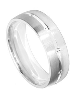 Wedding Ring Diamond CUT 28 CENTRAL TRAMLINE /CIRCLE CUT MATT FINISH