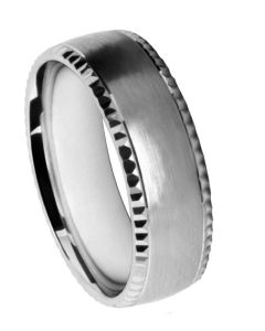 Wedding Ring Diamond CUT 45 D/C PATTERNED EDGES MATT FINISH