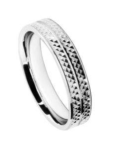 Wedding Ring Diamond Cut 49 Centre TraMLine With Chequer Board D/C With Stepped